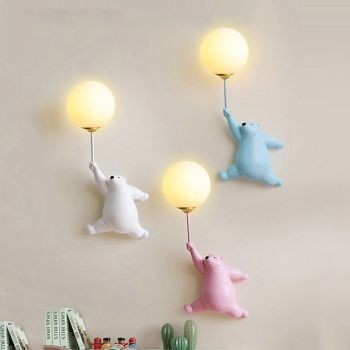 LED Wall Lamp Cartoon Balloon Bear Indoor Wall Light For Home Bedroom Bedside Indoor