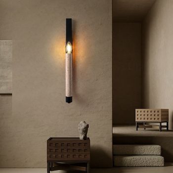 Classic Wall lamp, Modern Stone Wall Sconce Lighting Yellow Terrazzo Wall Light Black Base Wall Mount Light Long Linear Bathroom Wall Lamp for Living Room Bedroom Hallway Stairs