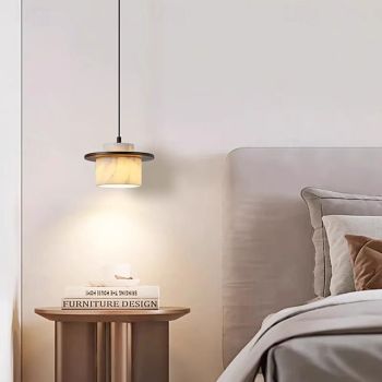 Natural Stone Wood Pendant Lamp, Nordic Wabi Sabi for Kitchen/Dining/Bedside