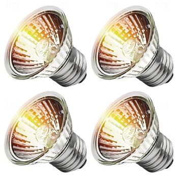 E27 50W UVA UVB Reptile Light Bulbs Turtle Heat Lamp for Reptiles and Amphibian Heat Reptile Lamp for Turtle Bearded Dragon Lizard 4pcs