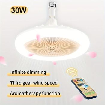 Ceiling Fan With Lights Fan Light E27 Base 3000K-6000K Enclosed Low Profile Fan Lights LED Dimmable Light Kit Lamp Modern Silent Indoor Flush Mount Ceiling Fan For Living Room Bedroom Easy To Install