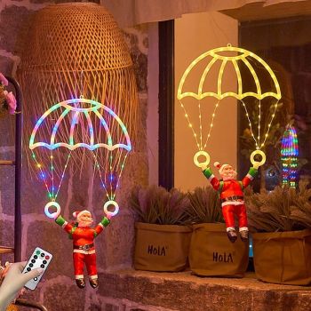 1 Pc 70 * 40CM Christmas Santa Claus Doll LED Luminous Parachute Decorative Light Indoor and Outdoor Party Decorative Light USB Powered Remote Control