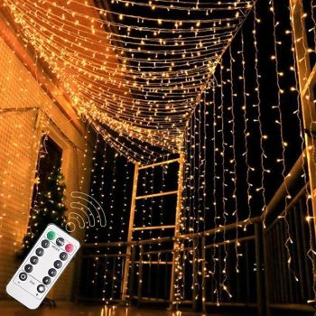 Elegant Wedding Reception Party USB LED Canopy String Lights, 3M/5M/10M Full Sky Star Fairy Lights with Remote Control 8 Modes for Christmas Garden & Wedding Decor