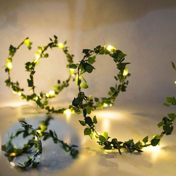 Elegant Wedding Reception Party 5M 50LEDs Green Leaves Garland LED String Lights 2pcs 1pc Battery Operated Fairy Lights for Wedding Christmas Banquet Garden Holiday Indoor Decoration