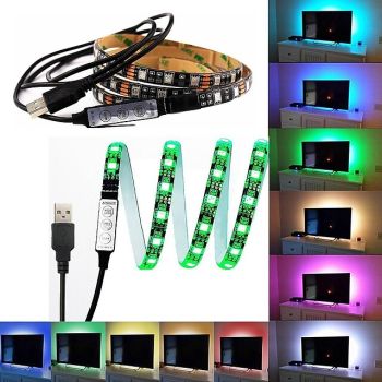 LED Strip Lights Waterproof 1M RGB Tiktok Lights 60 LEDs 5050 SMD 10mm 1M LED LED Strip Lights 17-Key Remote Controller RGB Tiktok Lights TV Background Light IP65