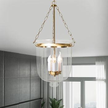 Pendant Light Fixtures  Retro Gold Black Copper 3 Light Hanging Light Industrial Style Transparent Glass lampshade Chandelier Ceiling Lighting for Living Room Study Office Lighting Fixture 110-240V