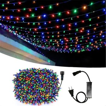 50M 100M Outdoor Waterproof Light String Festival Party Decorative Light 8-mode Iron Shell Waterproof Power Supply Garden Garden Garden Lighting Lamp 24V Low Voltage   1 set