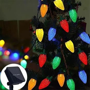 Elegant Wedding Reception Party Solar Sakura Christmas String Lights 5M/6.5M/7M Outdoor Waterproof Patio Lights, Strawberry Style, for New Year, Wedding, Party Decor