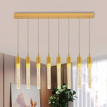 LED Pendant Light Dimmable 1/2/4/5/8 Head Crystal Modern Kitchen Island Light Fixture,Adjustable Pendant Lighting for Kitchen Island,Black Gold Led Chandelier for Dining Room,Bedroom,Mini Pendant Spot Lights (1-Pack)