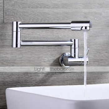 Single Handle Kitchen  Faucet Wall Mounted One Hole Rotatable/Foldable/Centerset, Brass Contemporary Kitchen Faucet Only with Cold Water  Pot Filler