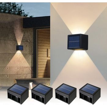 Solar Wall Lights Outdoor Waterproof Solar Powered LED Up Down Adjustable Beam Dusk to Dawn Outdoor Waterproof for Porch Backyard Patio Deck Fence Garden Retaining Wall Walkway for Halloween