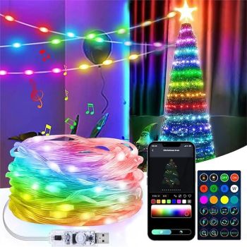 Smart Fairy String Lights APP Controlled Led String Fairy Lights with Remote Control,RGB Led Twinkle Lights Music Sync Christmas Party Lights for Christmas Wedding Room Bedroom Party Event Home Decor