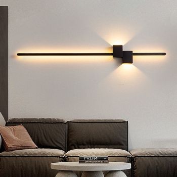 LED Wall Lamp Modern Design Up and Down Light 61/90cm Indoor Wall Sconce 10W Aluminum Warm White Lighting for Living Room Bedroom Bedside Black 110-240V 1PCS