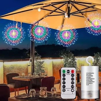 1 Pc 200 LED Colorful Waterproof Firework Light Hanging for Outdoor Yard, Garden, Christmas, Festive Party Decoration, LED Lights, Halloween & Christmas Decorations