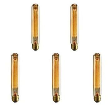 5pcs T9/T185 40W Vintage Edison Light Bulbs Antique Incandescent Bulb E26 E27 Tubular Bulb Nostalgic Tungsten Filament Golden Tinted Glass for Industrial Wall Sconces Pendant Lighting 220-240V