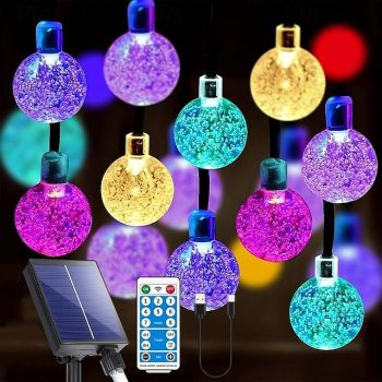 10M100Leds Christmas Solar Outdoor Bubble Ball Small Ball Light String Courtyard Christmas Tree Fence Steps Balcony Wedding Festival Party Connection Atmosphere Decorative Lights