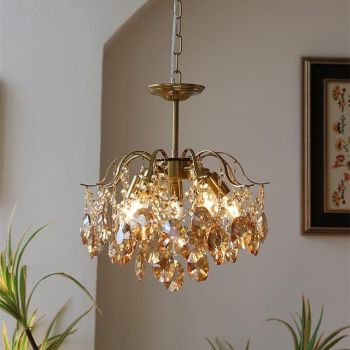 Chandelier Ceiling Lamp 1 Head Warm Light 50/65/80CM Crystal Lamp Branch Iron Full Spectrum Romantic Retro Light Luxury Bedroom Dining Room Living Room 110-240V