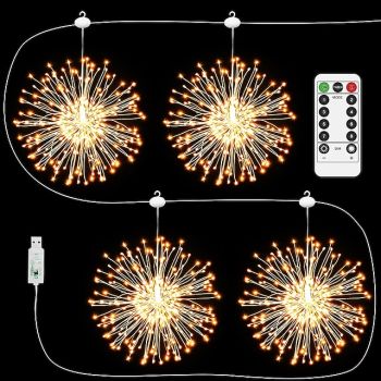 Firework String Lights 480LEDs Christmas Light Outdoor Waterproof USB Powered Remote Control Garden Holiday Wedding Christmas Party Home Decoration