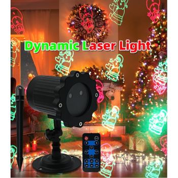 Christmas Projector Red and Green Laser Bell Christmas Tree Santa Claus Element Projector Remote Control Low-voltage plug Christmas Valentine's Day Indoor and Outdoor Decorative Lights