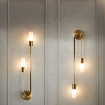 LED Wall Sconce Lamp Copper Indoor 56/67cm 2 Light Minimalist Wall Mount Light Long Home Decor Lighting Fixture Indoor Wall Wash Lights for Living Room Bedroom 110-240V