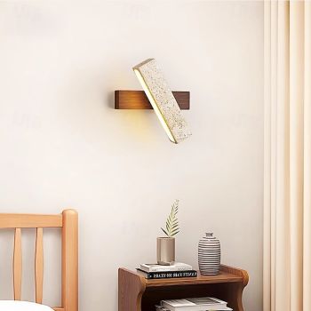Wabi-Sabi Modern Wood Wall Lamp with LED Strip Wall Light for Bedroom, Living Room, Stairway, Corridor 110-240V