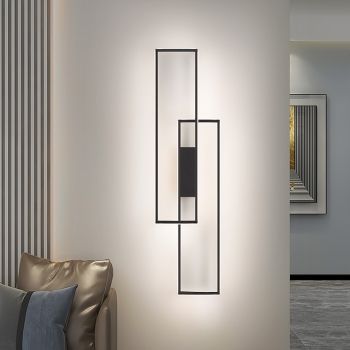 Lightinthebox LED Wall Lights Indoor Black Rectangle Double Light Wall Mounted Light Modern LED Metal Wall Lighting for Bedroom Dining Room Bedside lamp Living Room