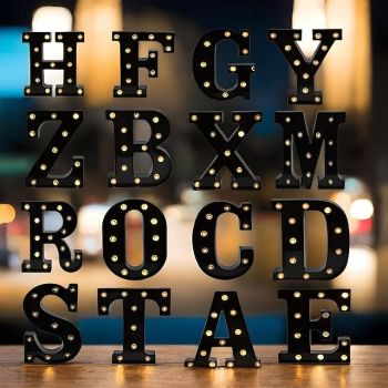 LED Alphabet & Arabic Marquee Lights, Battery Powered Black Letters LED for Events Wedding Party Birthday Home Bar Newly Design Cool Black for Halloween