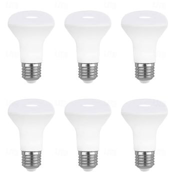 E27 R63 LED Light Bulb 7W 85-265V Bath Bomb Light Mushroom Light 60W Equivalent LED Bulb White Warm White for Home Living Room Bathroom 6Pcs