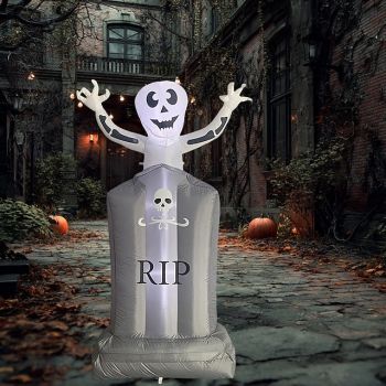 1 Pc 1.8M/6FT Halloween Skeleton peeks out from the tombstone LED luminous inflatable air model indoor and outdoor courtyard garden terrifying and eerie atmosphere decorative light EU/US/UK/AU Plug
