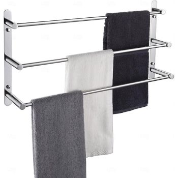 Bath Towel Bars Wall 45/60cm, 3-Tier Mounted Towel RackStainless Steel Towel Bar Storage Shelf for Bathroom  Towel Holder Towel Rail Towel Hanger