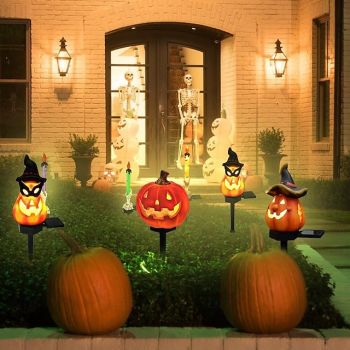 Halloween Outdoor Solar Pumplin Lights Jack O Lantern for Modern Yard Resin Floor Insert Landscape Decoration Spoof Pumpkin Lights