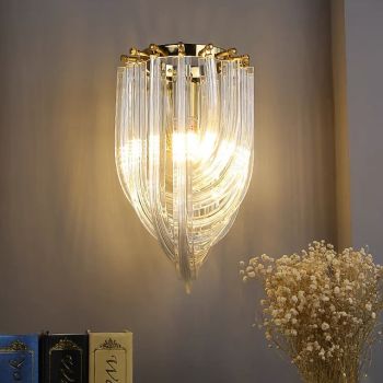 Crystal Wall Light Indoor K9 Luxury Wall Light 40cm Copper Art Creative Wall Sconce for Living Room Hotel Hallway,Golden 110-240V