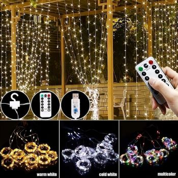 Garland Fairy String Lights, Colorful LED Curtain Lights for Christmas Holiday Decor