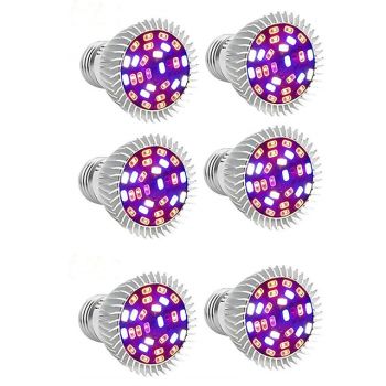 Full Spectrum LED Grow Light E27/GU10/E14 Bulb - UV Black Light & IR 28 LEDs for Greenhouse & Plant Growing Set of 4/6