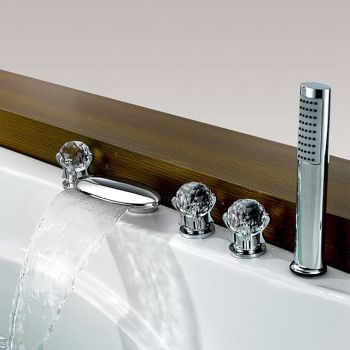 Bathtub Faucet - Contemporary Chrome Roman Tub Brass Valve Bath Shower Mixer Taps Durable Bathtub Faucet