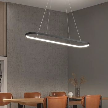 69cm LED Oval Pendant Light Circle Design Modern Simple Aluminum Hanging Island Lighting 36W for Dining Living Room Restaurant Conference Cafe Bar
