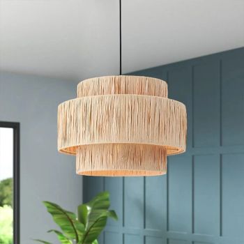 Hemp Rope Ceiling Pendant Light, Hand-Woven Shade, Rattan Wicker, Hand-Woven Hanging Lamp for Living Room, Bedroom, Dining Room, Kitchen 110-240V