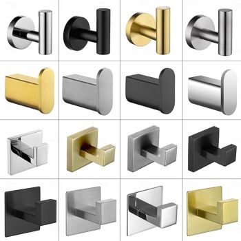 4pcs Robe Hooks Wall Mounted Clothes Hooks Bathroom Towel Hooks 304 Stainless Steel for Bathroom KitchenBath Hardware