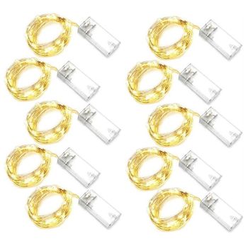 Elegant Wedding Reception Party 10pcs 3m 2m 1m Led String Lights Battery Operated Sliver Wire Fairy garland Light Christmas Outdoor Lights Chain Wedding Patry Decor