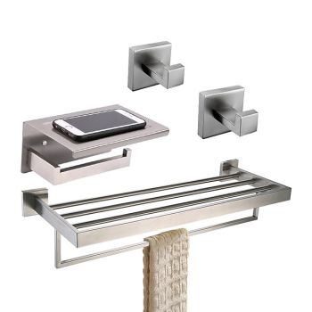 Bathroom Accessory Set / Towel Bar / Toilet Paper Holder New Design / Creative / Multifunction Contemporary / Traditional Stainless Steel + A Grade ABS / Stainless Steel / Metal 4pcs - Bathroom Wall