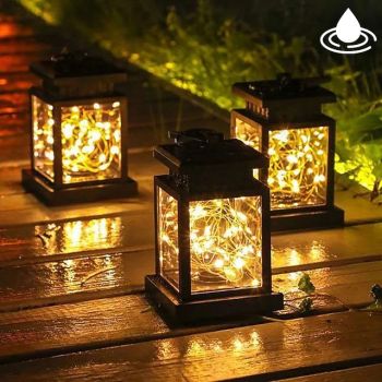 Lights Solar Outdoor 1PC Lights Lantern Waterproof Hanging Solar Lantern RGB/Warm White 30LEDs Night Light String for Garden Patio Christmas Holiday Party Decoration