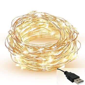 LED String Lights 5m 50LEDs Fairy Copper Wire Lights for Garden Patio Waterproof USB Warm White White Red Cuttable Party Decorative 5V IP65