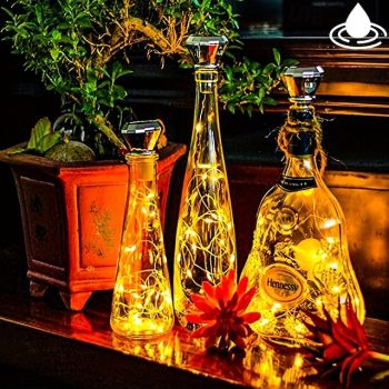 Solar Wine Bottle Cork Light Diamond 20 LED Copper Wire Outdoor Waterproof Fairy Tale String Light Garden Wedding Courtyard Decoration 2m(78.74inch)