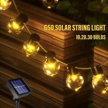 Outdoor Waterproof Solar Bulb String Lights Xmas G50 Bulb Light Wedding Garden Fairy Light Christmas Party Holiday Outdoor Camping Balcony Landscape Decoration