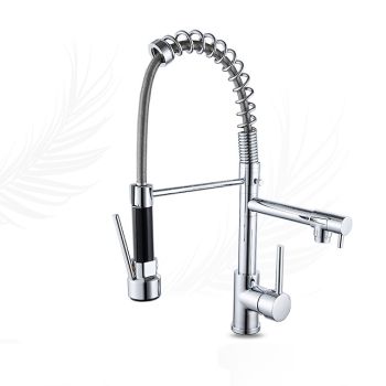 Kitchen faucet - Single Handle Two Holes Chrome Pull-out / Pull-down Widespread Contemporary Kitchen Taps Pull Down Kitchen Faucets