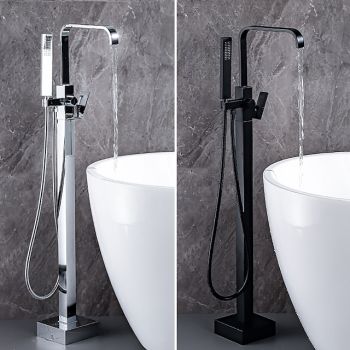 Bathtub Faucet - Contemporary Electroplated Free Standing Brass Valve Bath Shower Mixer Taps Durable Bathtub Faucet