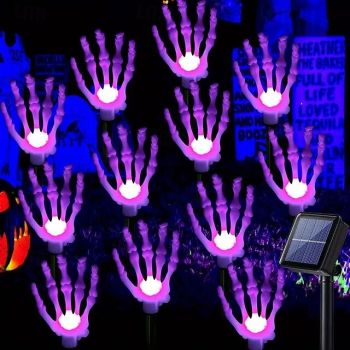 8/12PCS Solar Halloween Path Light LED Luminous Ghost Hand Solar Skeleton Hand Lawn Light Waterproof Garden Walkway Horror Atmosphere Decorative Props