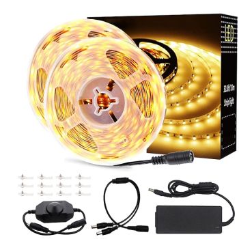 32.8ft 10m Dimmable LED Light Strip Light SMD 2835 12V Flexible Under Cabinet Vanity Light Warm White Cold White