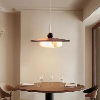 Chandelier 34cm Marble Wooden Wabi-sabi Style Bed and Breakfast Lamp, Modern Eye Protection Lamp for Living Room, Simple Tea Room Decoration Lamps 110-240V