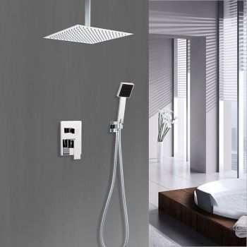 Brass Shower Set,Rainfall Country Chrome Wall Mounted  Mixer Taps Single Handle Four Holes Shower Faucets with Ceramic Valve Foundation of a Perfect Shower